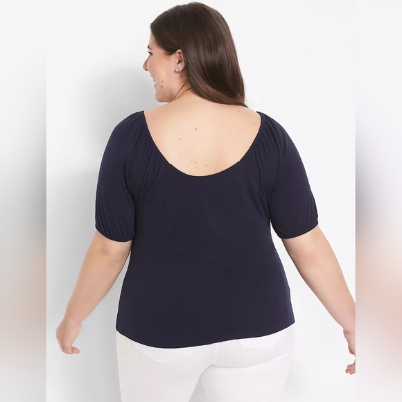 EUC Lane Bryant Classic Convertible Perfect Sleeve Top in Night Sky, Size 26/28 - Picture 2 of 8